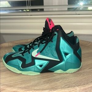 Nike LeBron 11 South Beach - Teal and Black Basketball Shoes with Pink Accent
